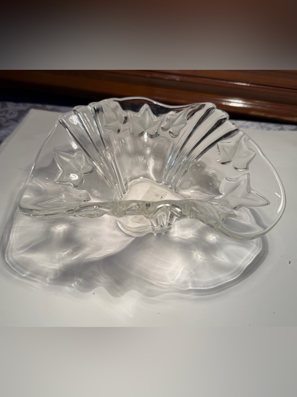 Vintage Mikasa Parisian Ivy Handkerchief Bowl Crystal Glass Frosted Ivy